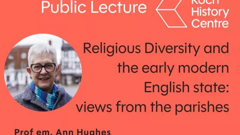 a coloured box with the title of the lecture and a headshot of the speaker