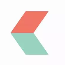 A Chevron with the top section in orange and the bottom section in green